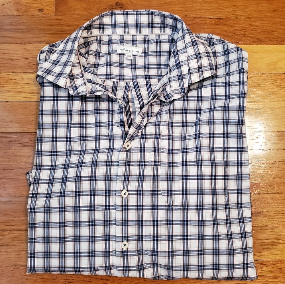 Peter Millar Checkered Long Sleeve Button Down Dress Shirt